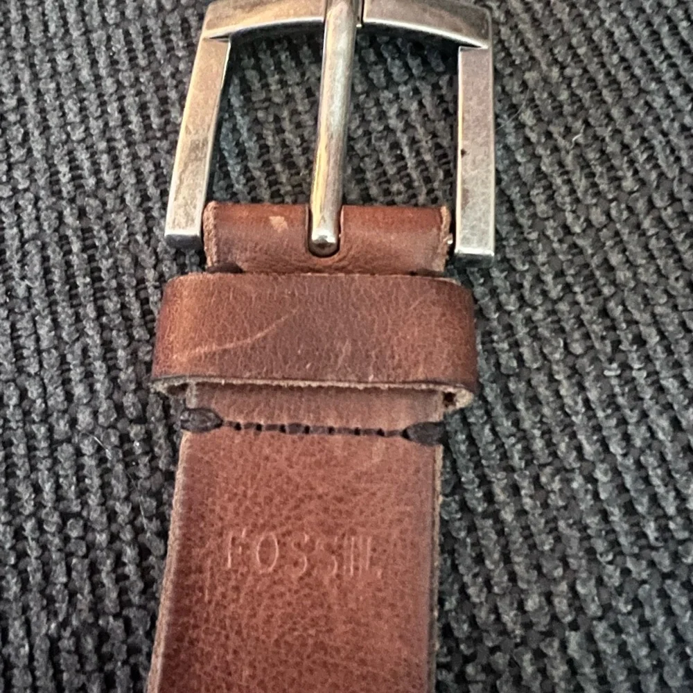 Fossil Brown Leather Belt with Silver-Tone Buckle